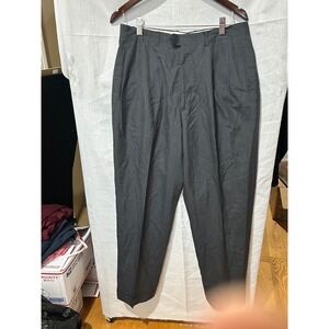 Salvatore Ferragamo Mens Gray Pinstripe Silk Dress Pants Made in Italy